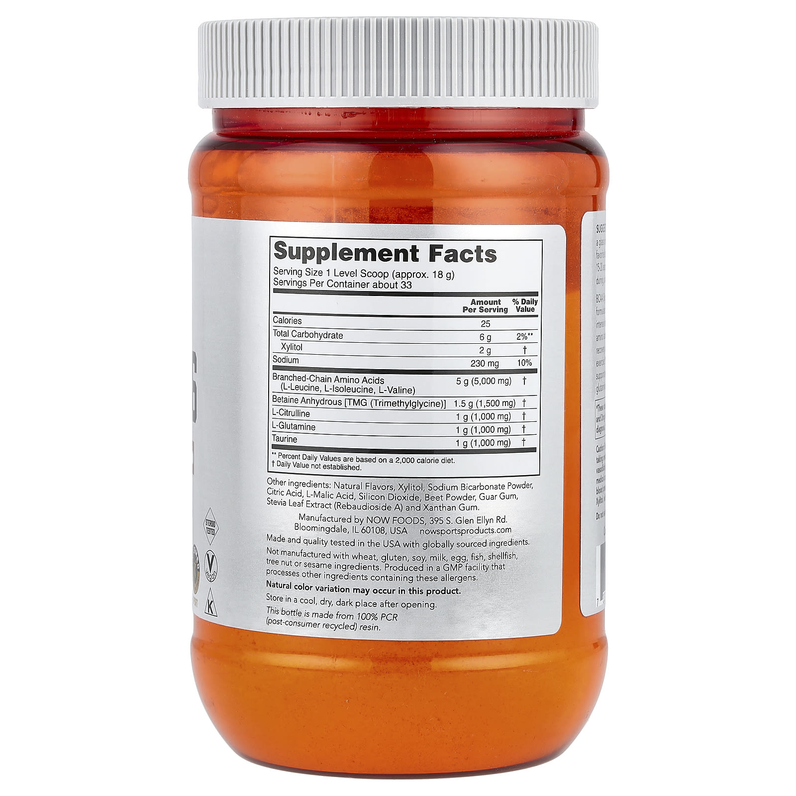 BCAA NOW Foods Sports Big 6, оттенок Watermelon, 600 г — фото 2