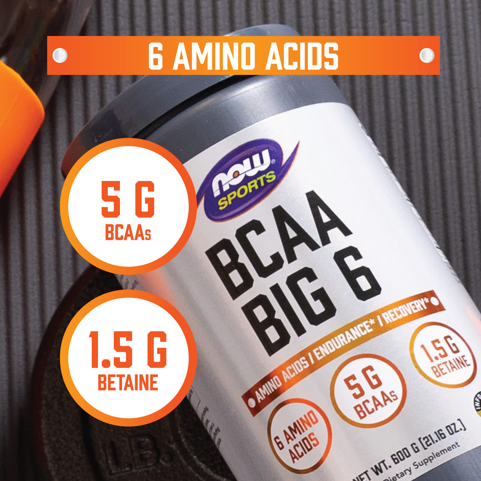BCAA NOW Foods Sports Big 6, оттенок Watermelon, 600 г — фото 5