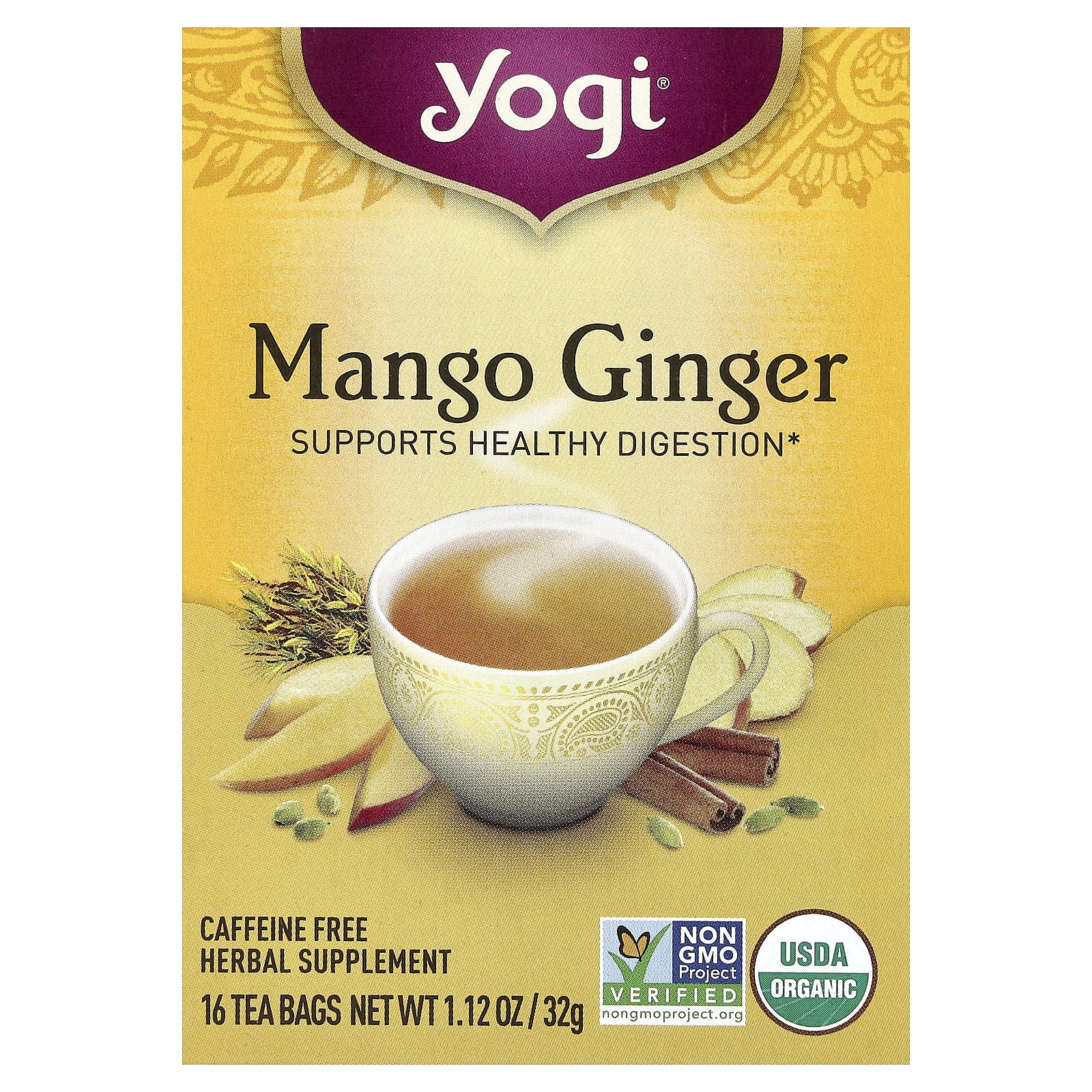 Чайные пакетики Yogi Tea 16, без кофеина, вкус Mango Ginger, 32 г — фото 2