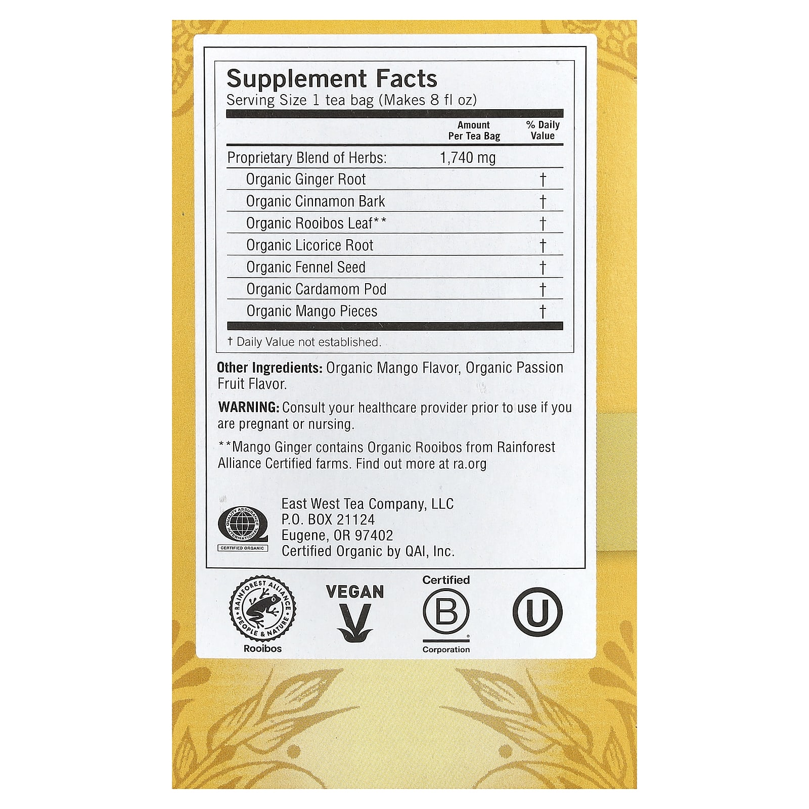 Чайные пакетики Yogi Tea 16, без кофеина, вкус Mango Ginger, 32 г — фото 3