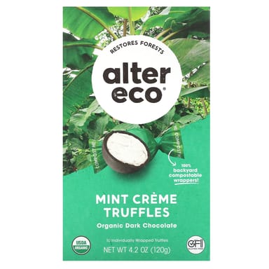 Темный шоколад Alter Eco Organic Mint Creme Truffles, вкус Organic Mint Creme Truffles, Dark Chocolate, 120 г