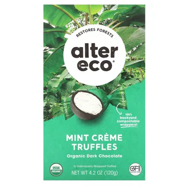 Фото товара: Темный шоколад Alter Eco Organic Mint Creme Truffles, Organic Mint Creme Truffles, Dark Chocolate, 120 г