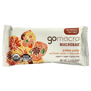 Шоколад GoMacro MacroBar® Protein Purity, вкус Sunflower Butter Chocolate, 65 г, 12 шт., батончик