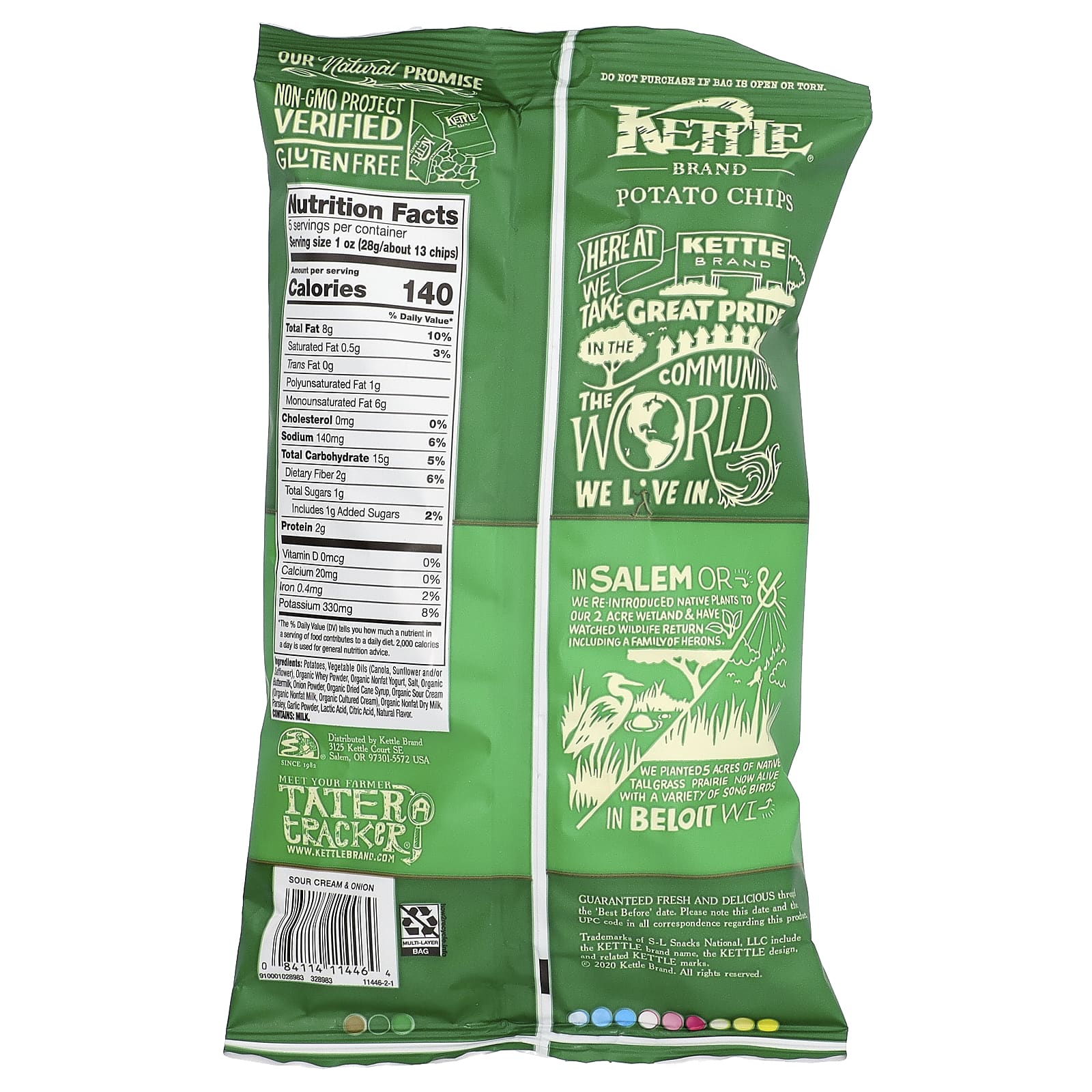 Чипсы Kettle Foods Potato Sour Cream And Onion, 141 г, крем — фото 2