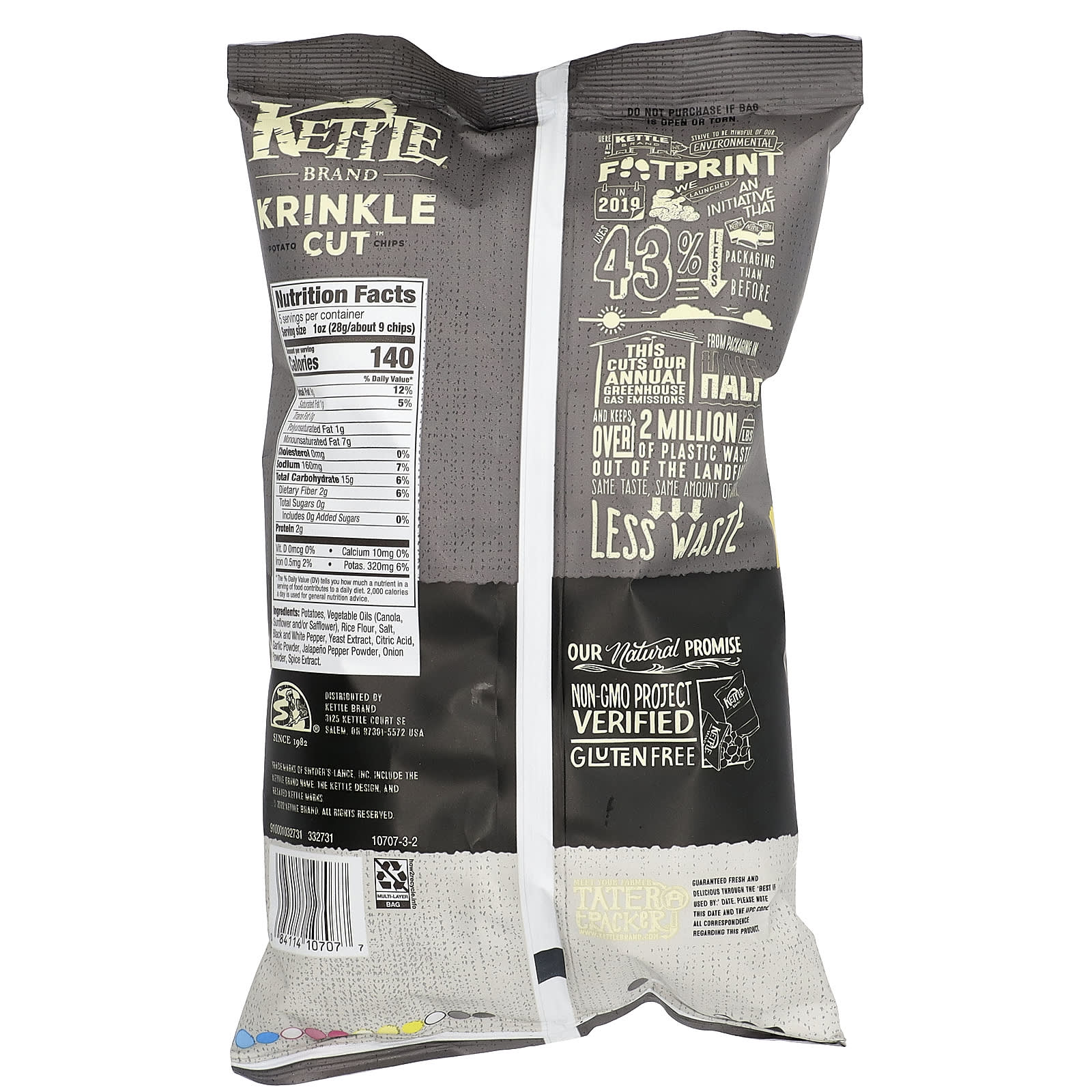 Чипсы Kettle Foods Krinkle Cut Potato Salt & Fresh Ground Pepper, 141 г — фото 2