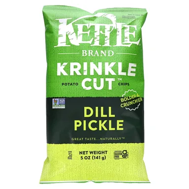 Фото товара: Чипсы Kettle Foods Krinkle Cut Potato Dill Pickle, 141 г