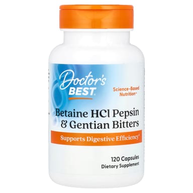 Бетаин HCl Doctor's Best Pepsin & Gentian Bitters, 120 капсул
