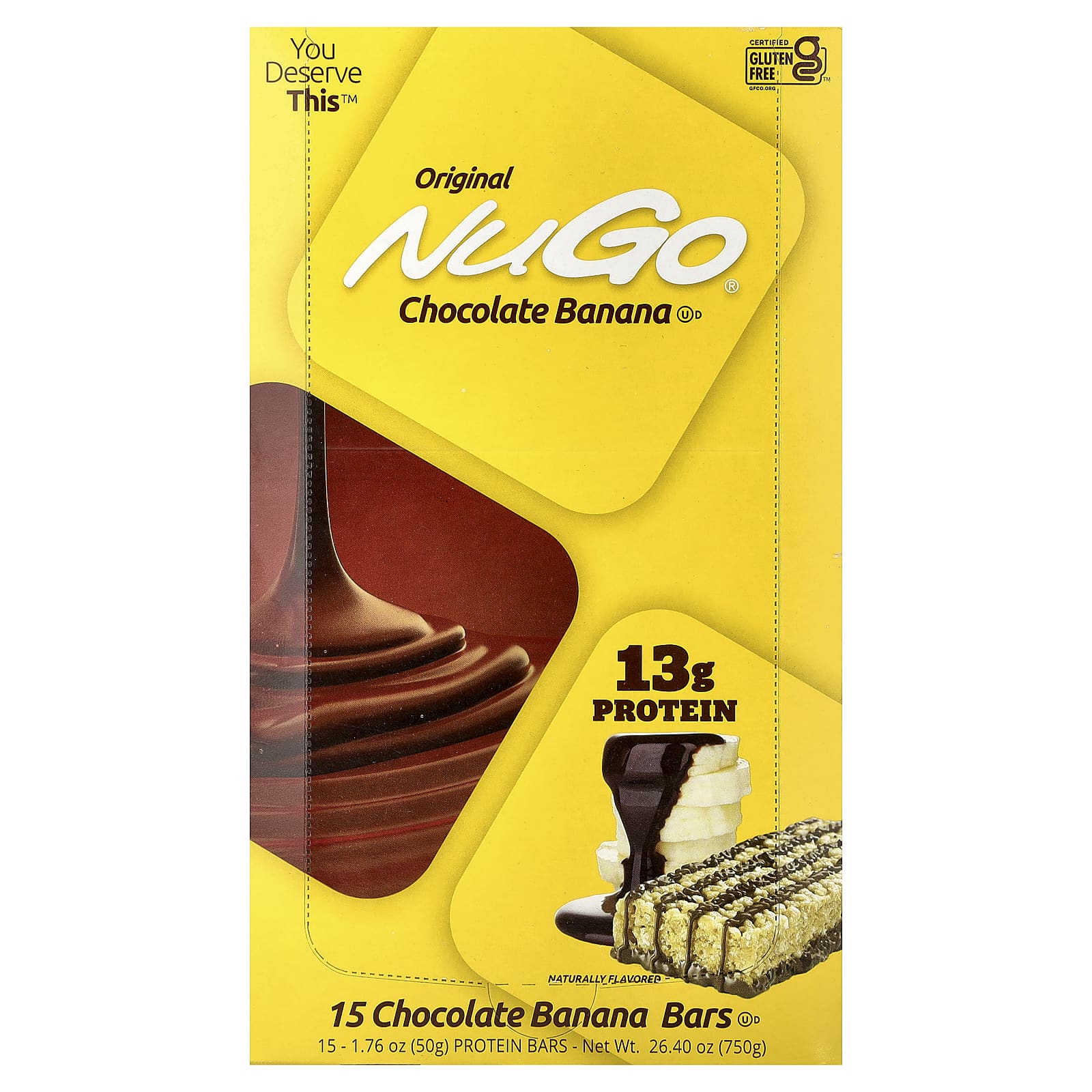 Шоколад NuGo Nutrition Protein Bars, вкус Chocolate Banana, 50 г, 15 шт., батончик — фото 2