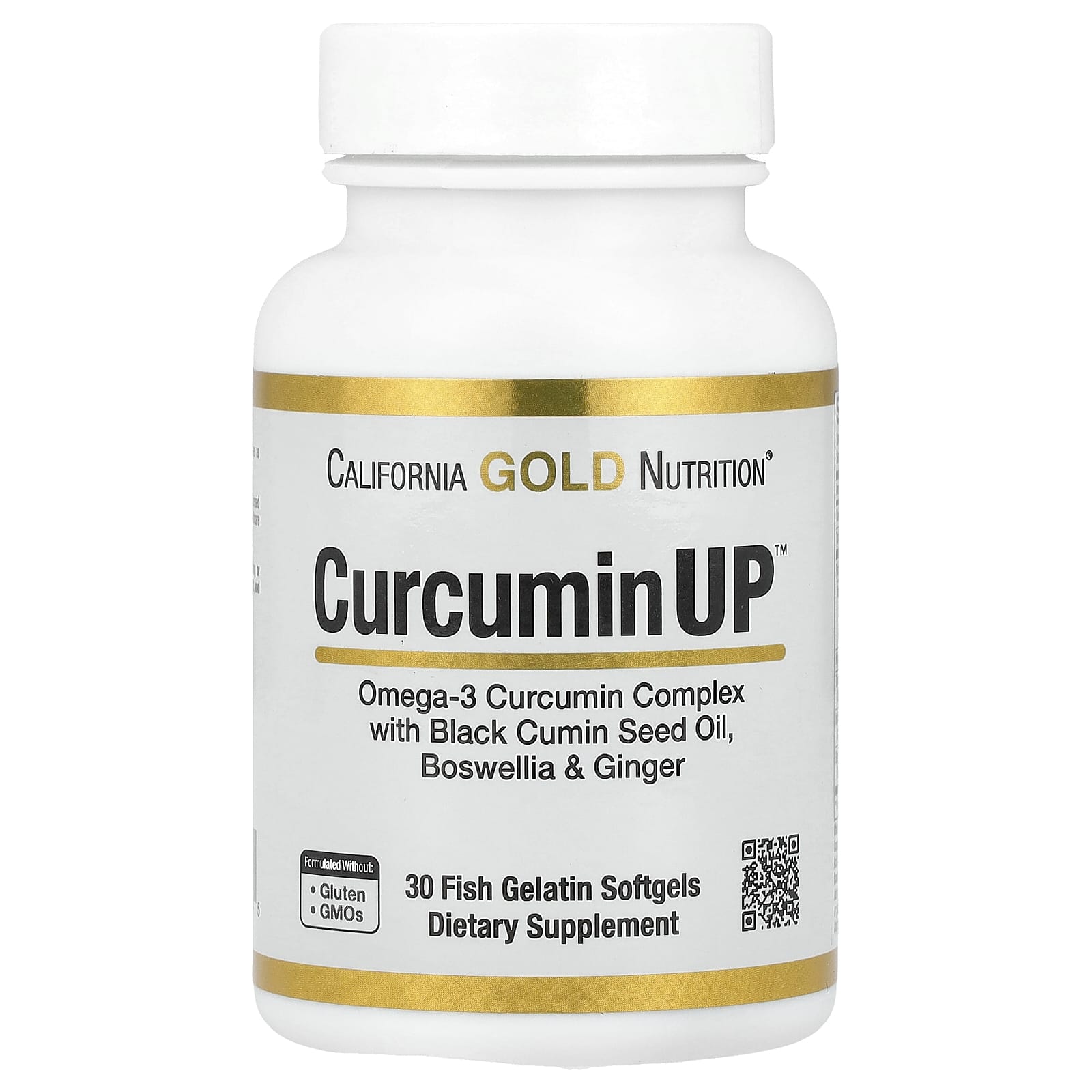 Босвеллия California Gold Nutrition CurcuminUP™ with Omega-3 Curcumin Complex Black Cumin Seed Oil and Ginger 30 Fish Gelatin, мягкие капсулы — фото 2