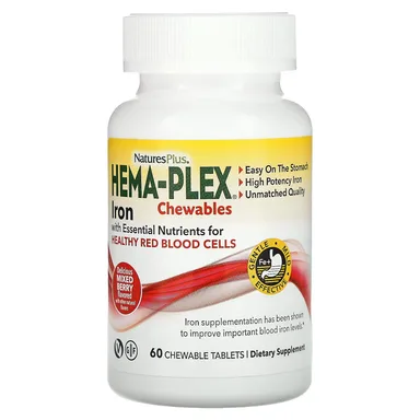 Фото товара: Железо NaturesPlus Hema-Plex Chewables, вкус «ягодный микс», 60 жевательных таблеток