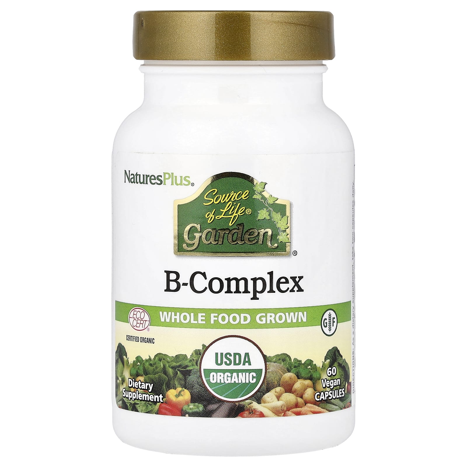 Комплекс витаминов B NaturesPlus Source of Life® Garden B-Complex, 60 растительных капсул
