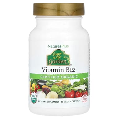 Витамин B12 NaturesPlus Source of Life® Garden Certified Organic, 60 растительных капсул