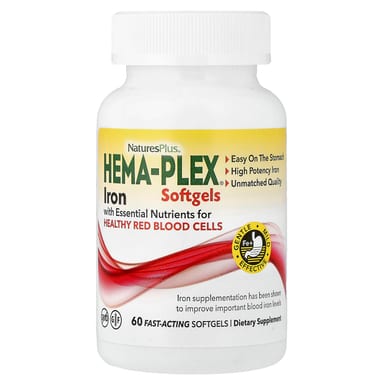 Железо NaturesPlus Hema-Plex® 60 Fast-Acting, мягкие капсулы