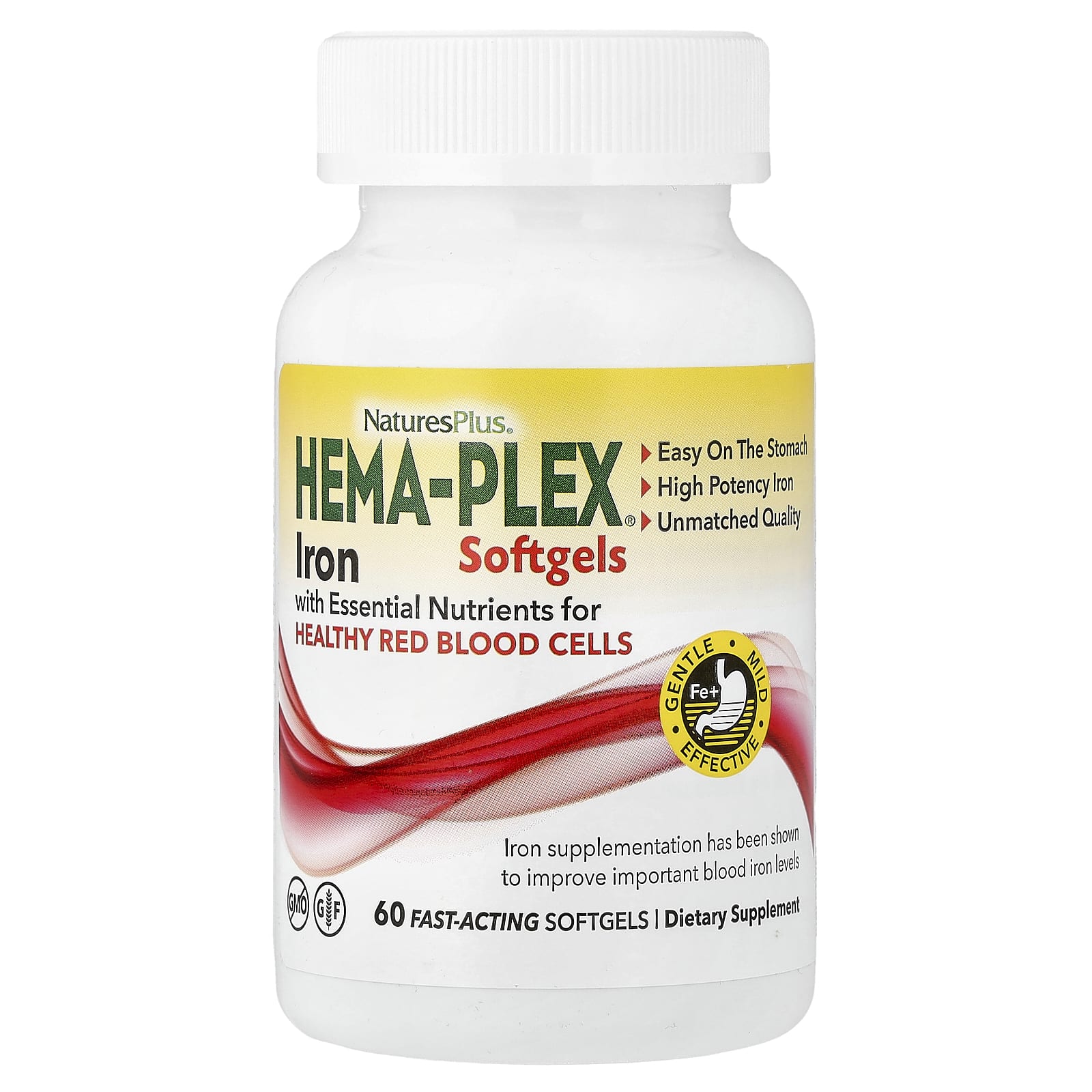 Железо NaturesPlus Hema-Plex® 60 Fast-Acting, мягкие капсулы