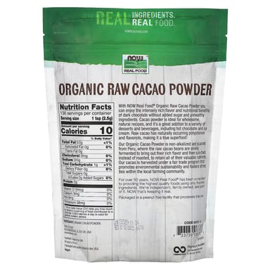 Какао-порошок NOW Foods Real Food Organic Raw, 340 г