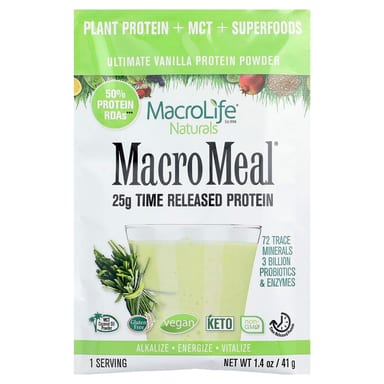 Протеиновый порошок Macrolife Naturals Macro Meal® Ultimate Vanilla, оттенок 10 Packets, 41 г, саше