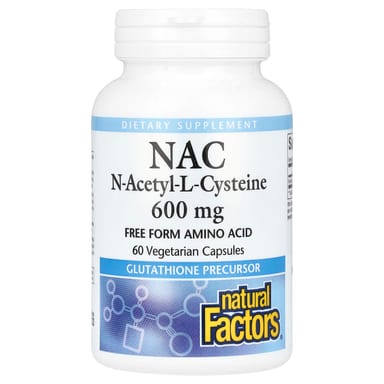 NAC Natural Factors N-Acetyl-L-Cysteine, 600 мг, 60 растительных капсул