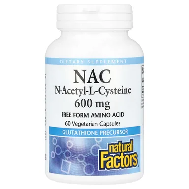 Фото товара: NAC Natural Factors N-Acetyl-L-Cysteine, 600 мг, 60 растительных капсул