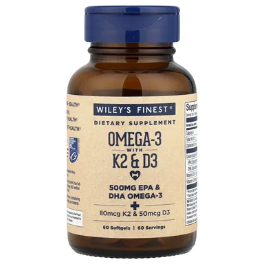 Фото товара: Омега-3 Wiley's Finest With K2 & D3, 60 мягких капсул