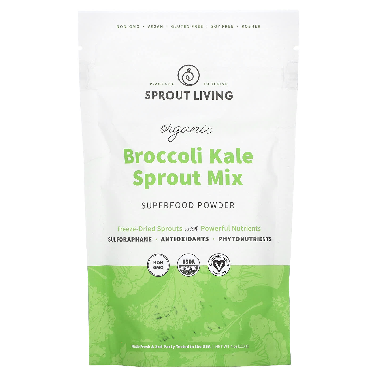 Смесь проростков органического брокколи и кейла Sprout Living, 113 г