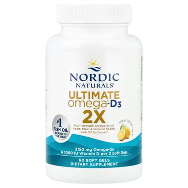Витамин D3 Nordic Naturals Ultimate Omega®- 2X, вкус Great Lemon, 60 мягких капсул