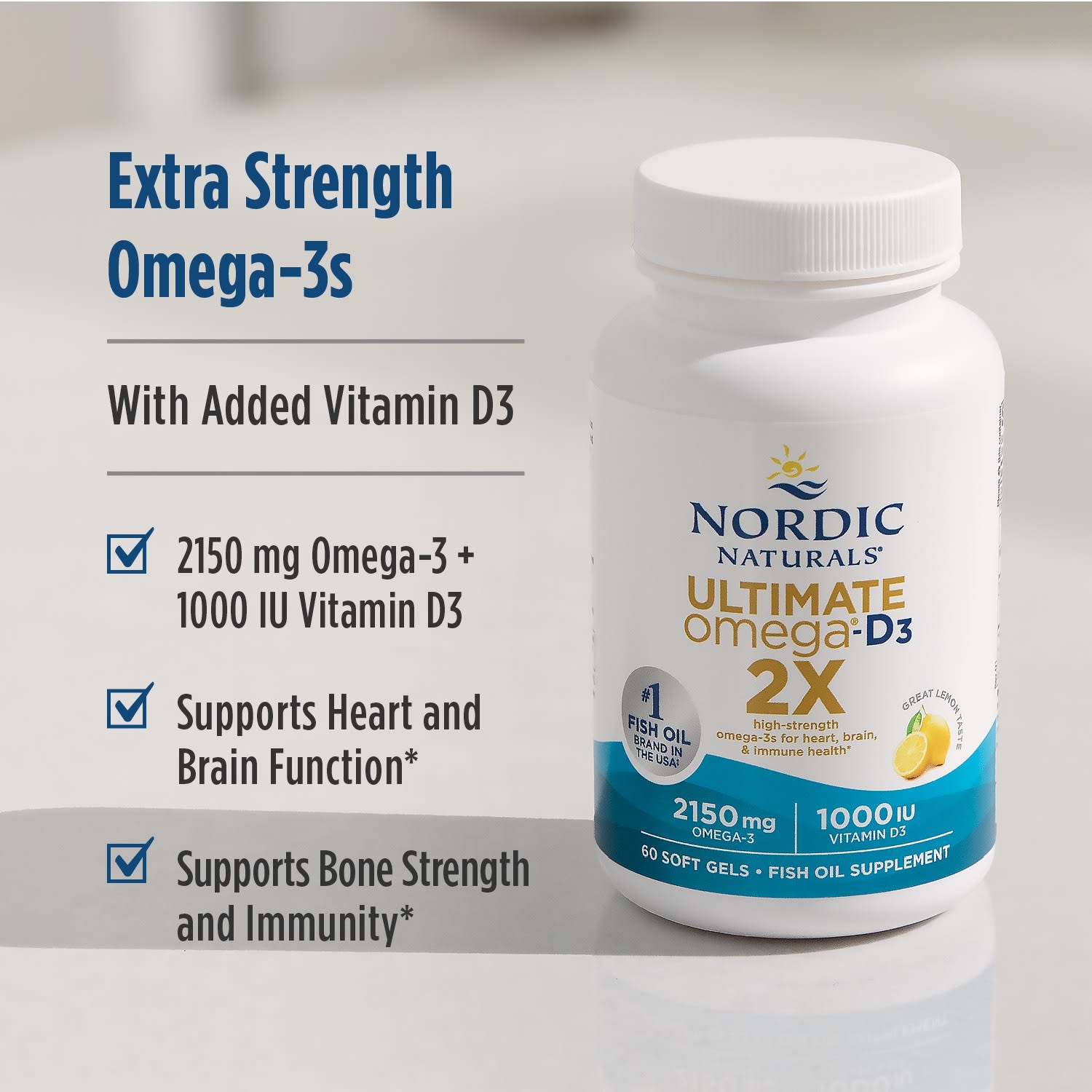 Витамин D3 Nordic Naturals Ultimate Omega®- 2X, вкус Great Lemon, 60 мягких капсул — фото 4