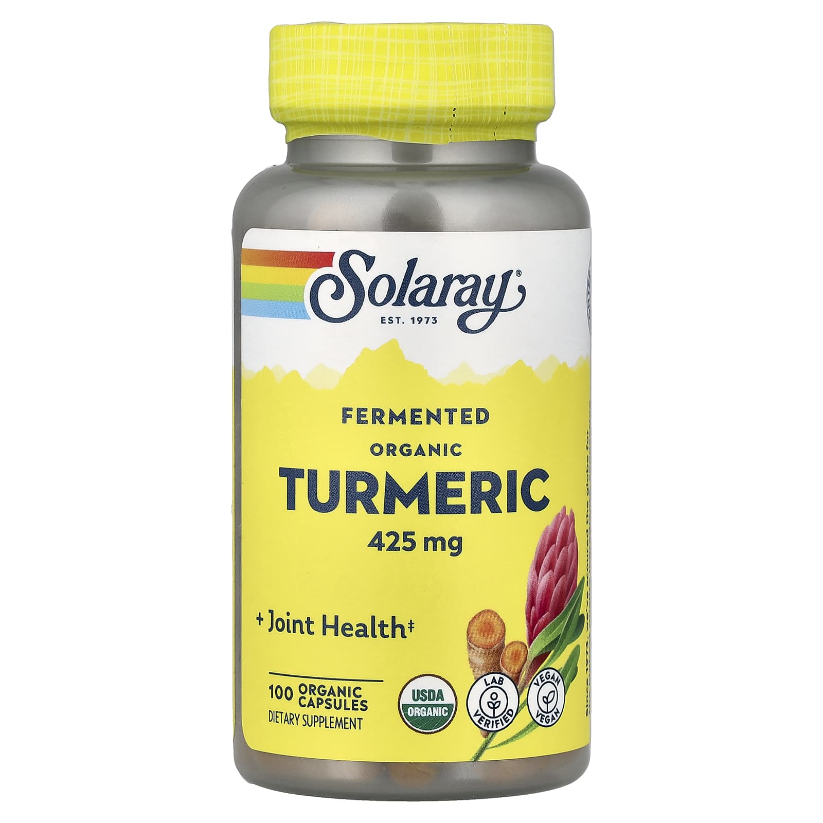 Куркума Solaray Fermented Organic 100 Organic Capsules, 425 мг, капсулы
