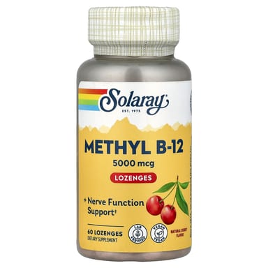 Метил B12 Solaray Methyl, вкус Natural Cherry, 5000 мкг, 60 пастилок