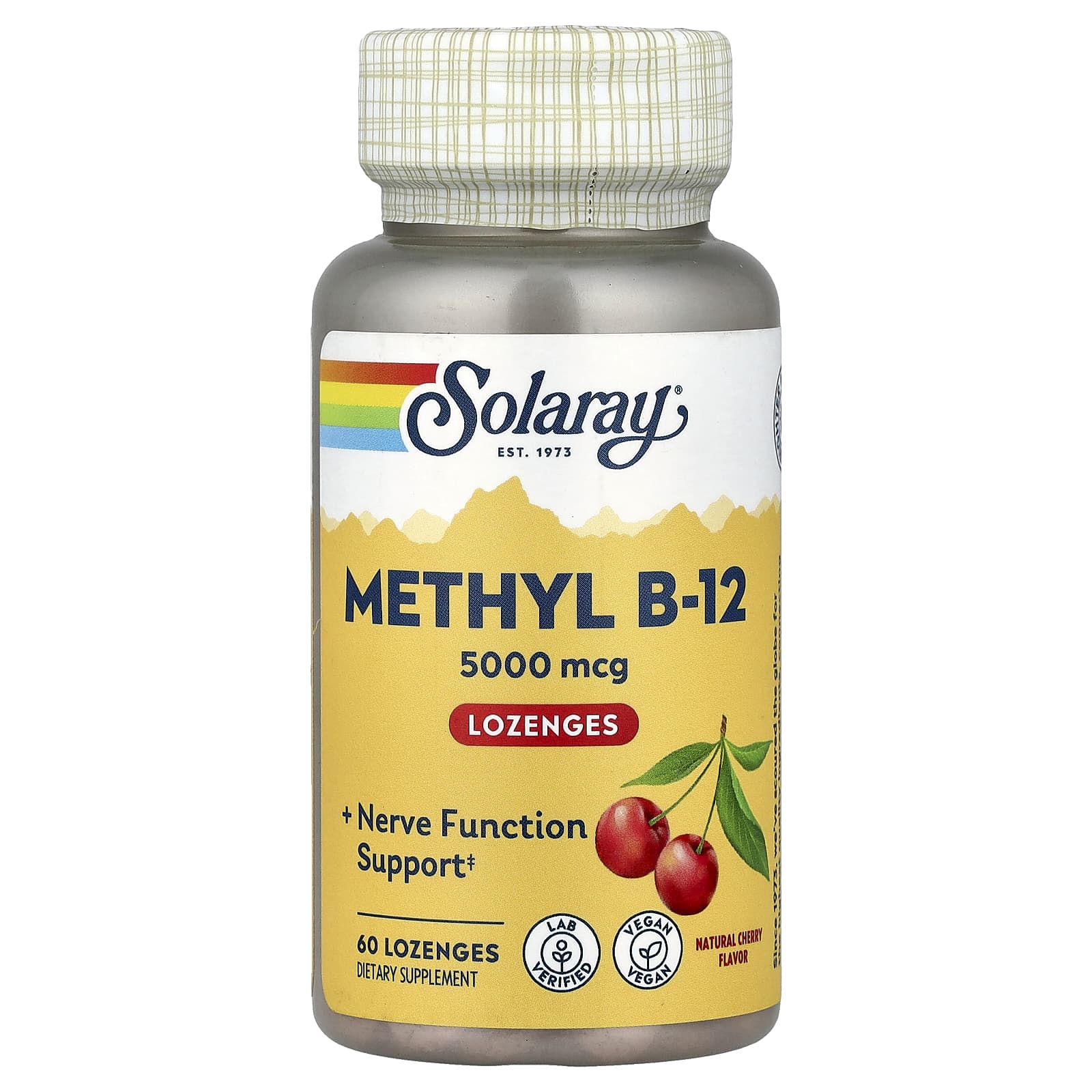Метил B12 Solaray Methyl, вкус Natural Cherry, 5000 мкг, 60 пастилок