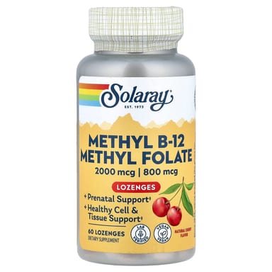 Метил B12 Solaray Methyl Methyl Folate, вкус «натуральная вишня», 60 пастилок