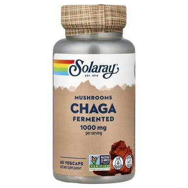 Грибной комплекс Solaray Fermented Chaga, 500 мг, 60 растительных капсул