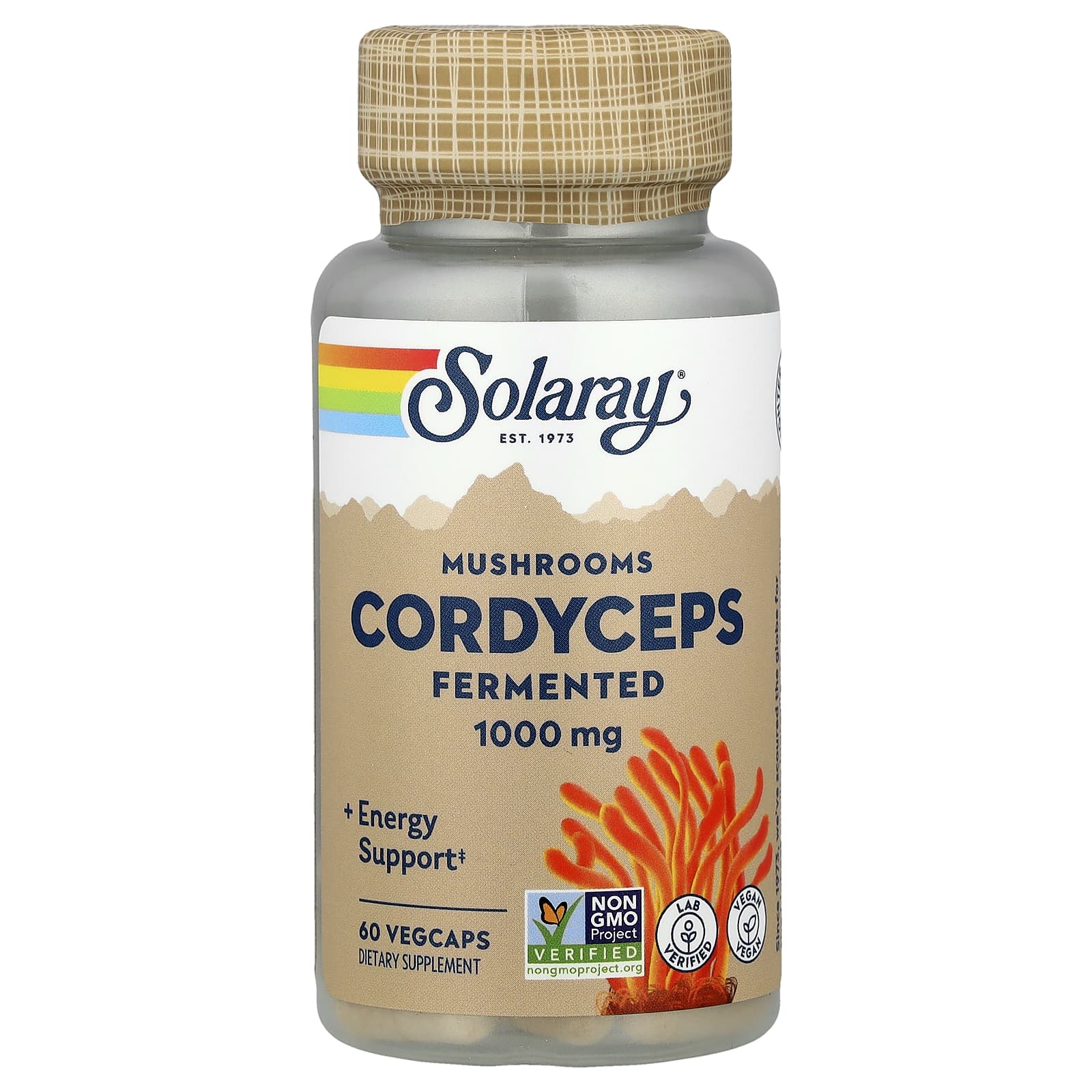 Кордицепс Solaray Fermented Mushrooms, 500 мг, 60 растительных капсул