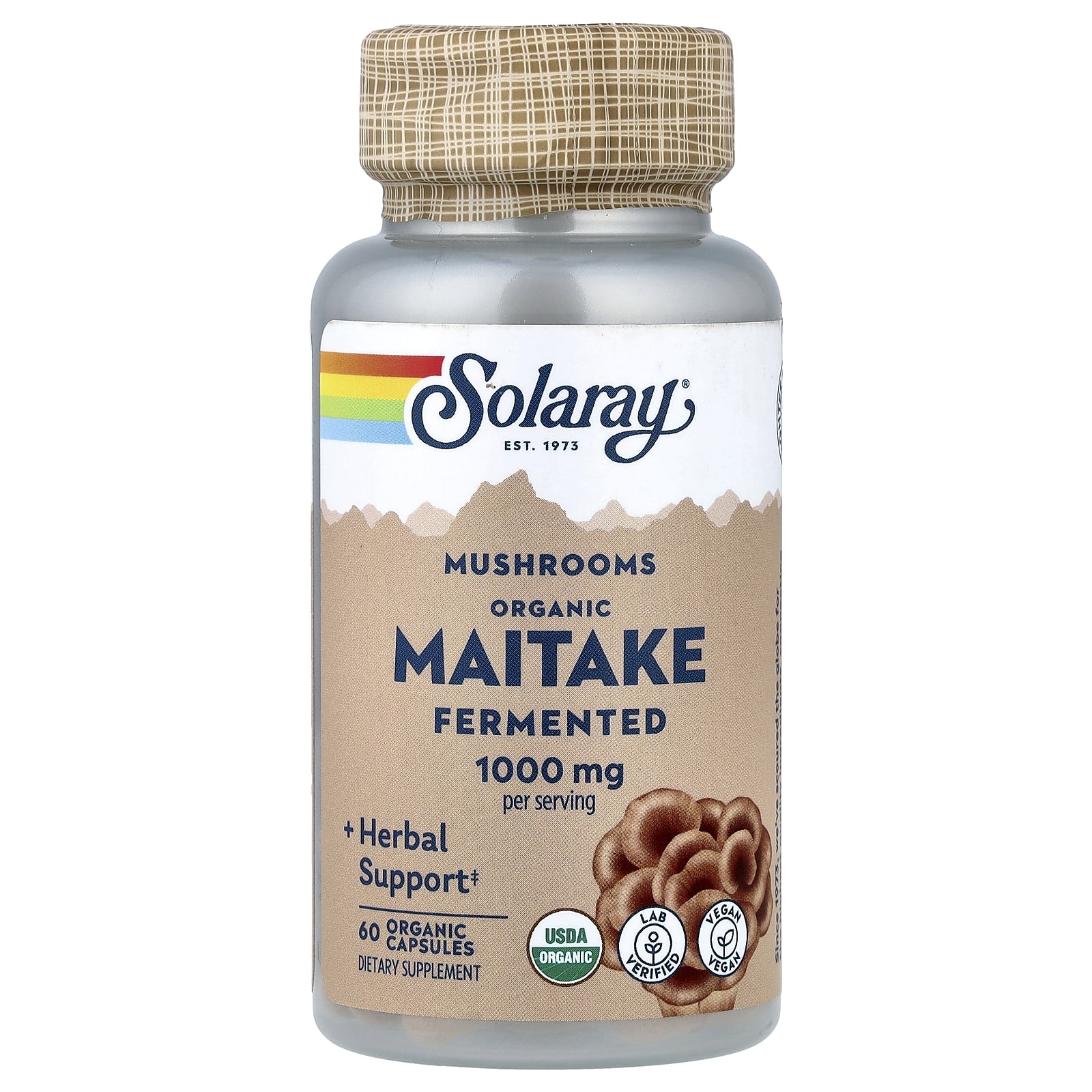 Грибной комплекс Solaray Organic Fermented Maitake, 500 мг, капсулы
