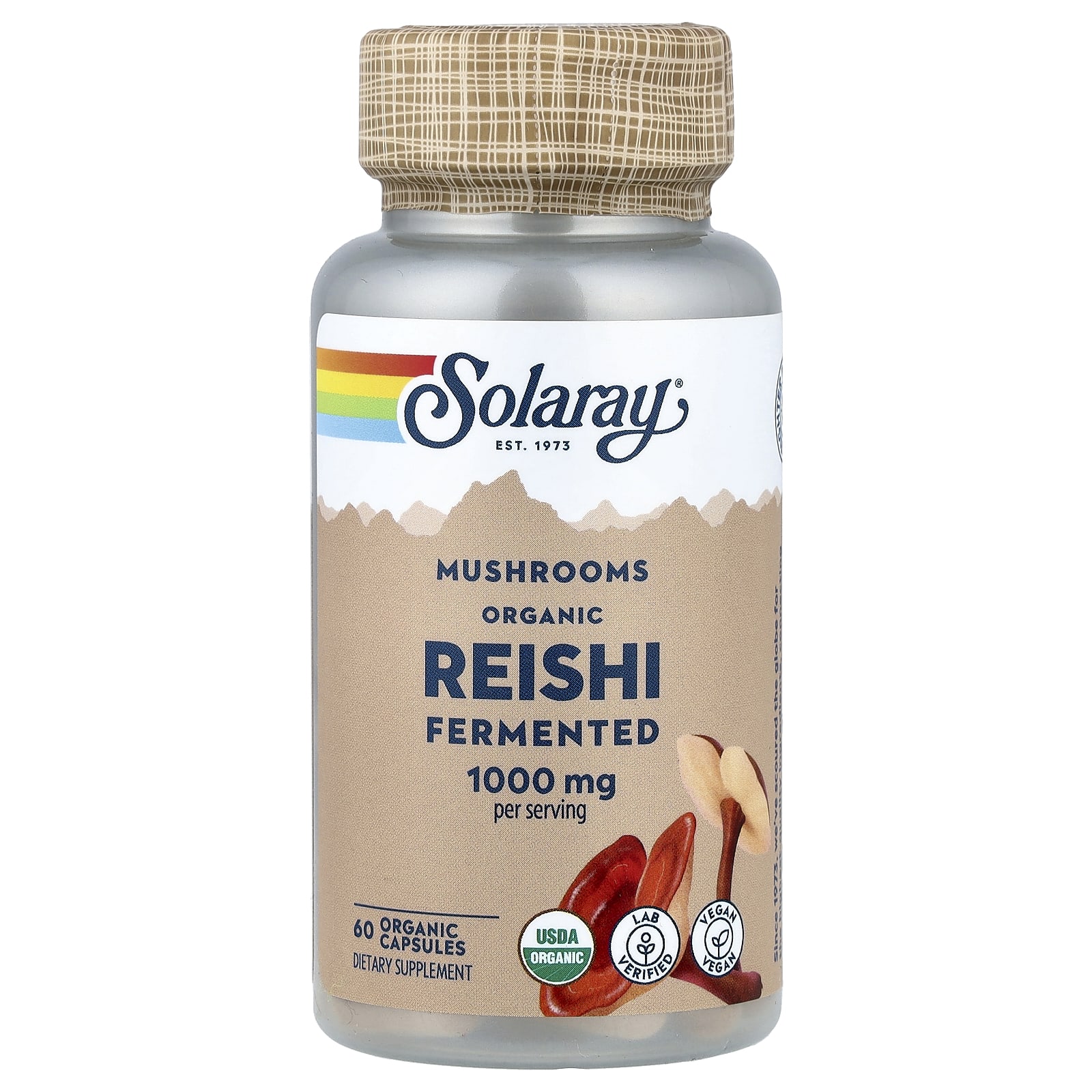 Грибной комплекс Solaray Organic Fermented Reishi, 500 мг, капсулы
