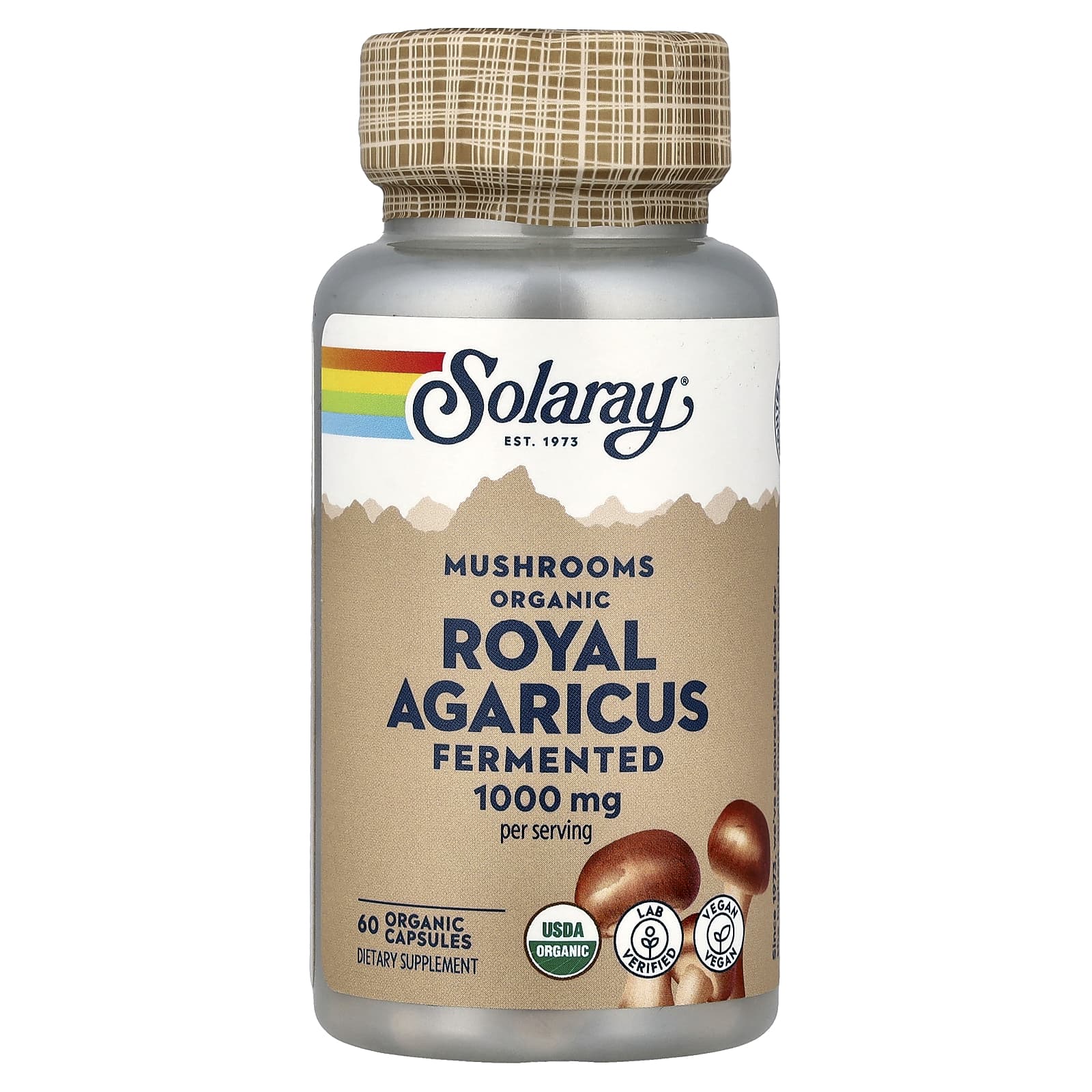 Грибной комплекс Solaray Fermented Organic Royal Agaricus, 500 мг, капсулы