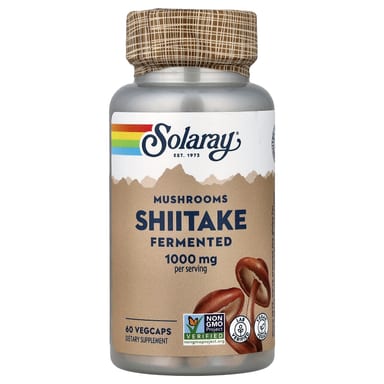 Грибной комплекс Solaray Fermented Shiitake, 500 мг, 60 растительных капсул