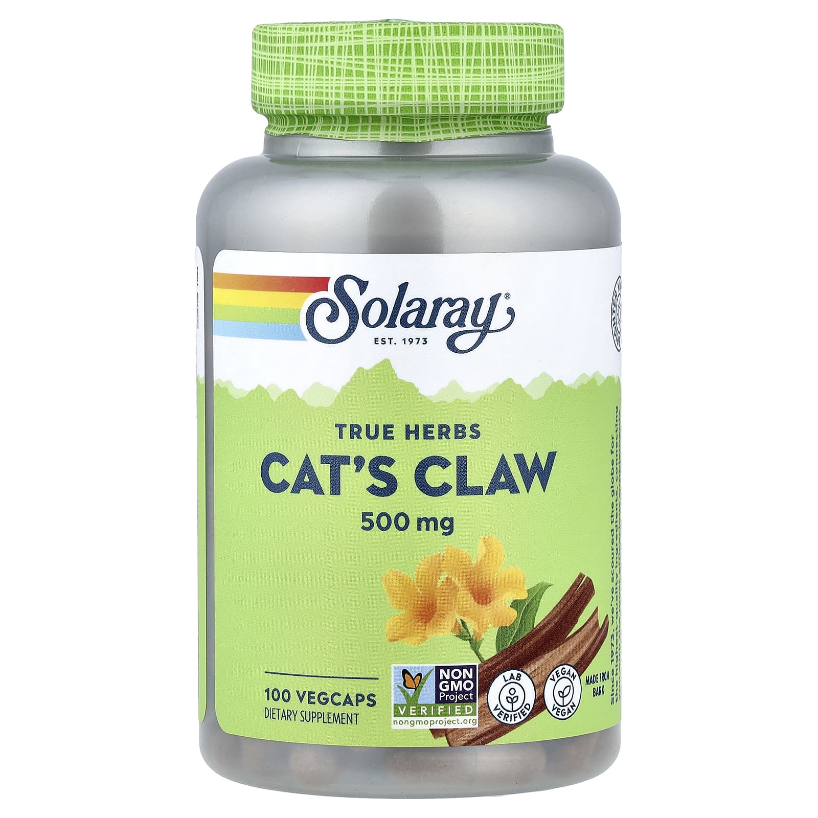 Кошачий коготь Solaray True Herbs, 500 мг, 100 растительных капсул