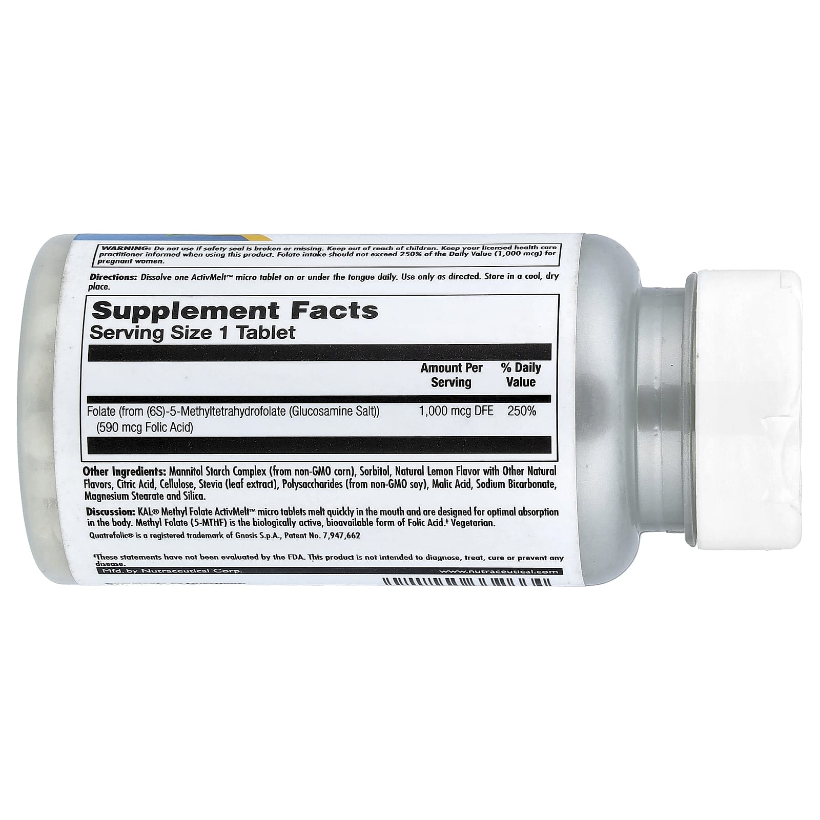 Фолат KAL Methyl DFE 60 Micro Tablets, вкус Lemon, 1000 мкг, таблетки — фото 2