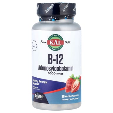 Аденозилкобаламин (витамин B12) KAL, вкус Strawberry, 1000 мкг, 90 микротаблеток
