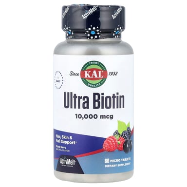 Биотин KAL Ultra ActivMelt™ 60 Micro Tablets, вкус Mixed Berry, 10000 мкг, таблетки