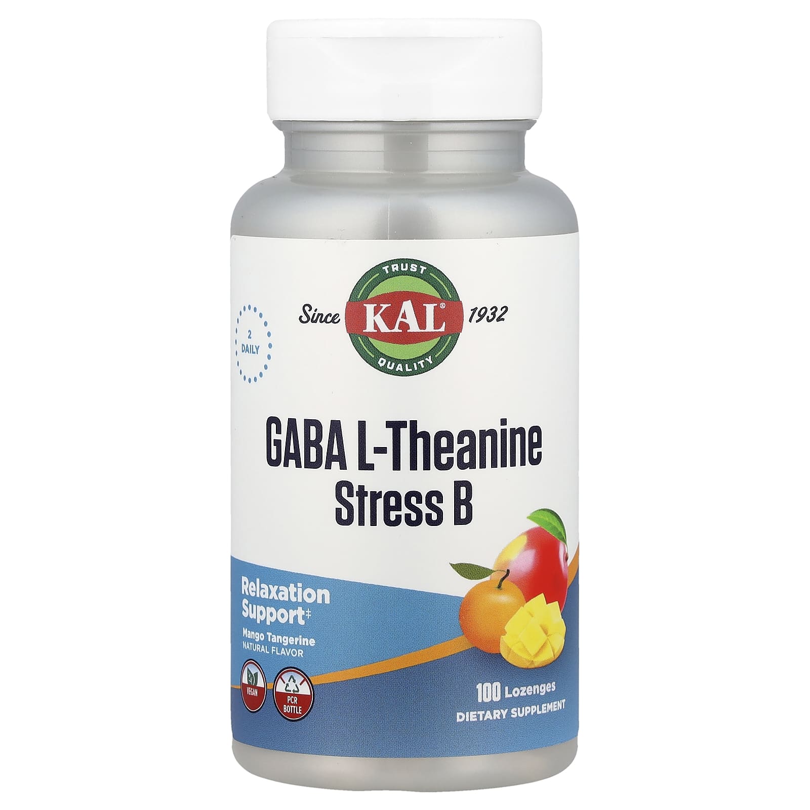 L-теанин KAL GABA L-Theanine Stress B, вкус Mango Tangerine, 100 пастилок