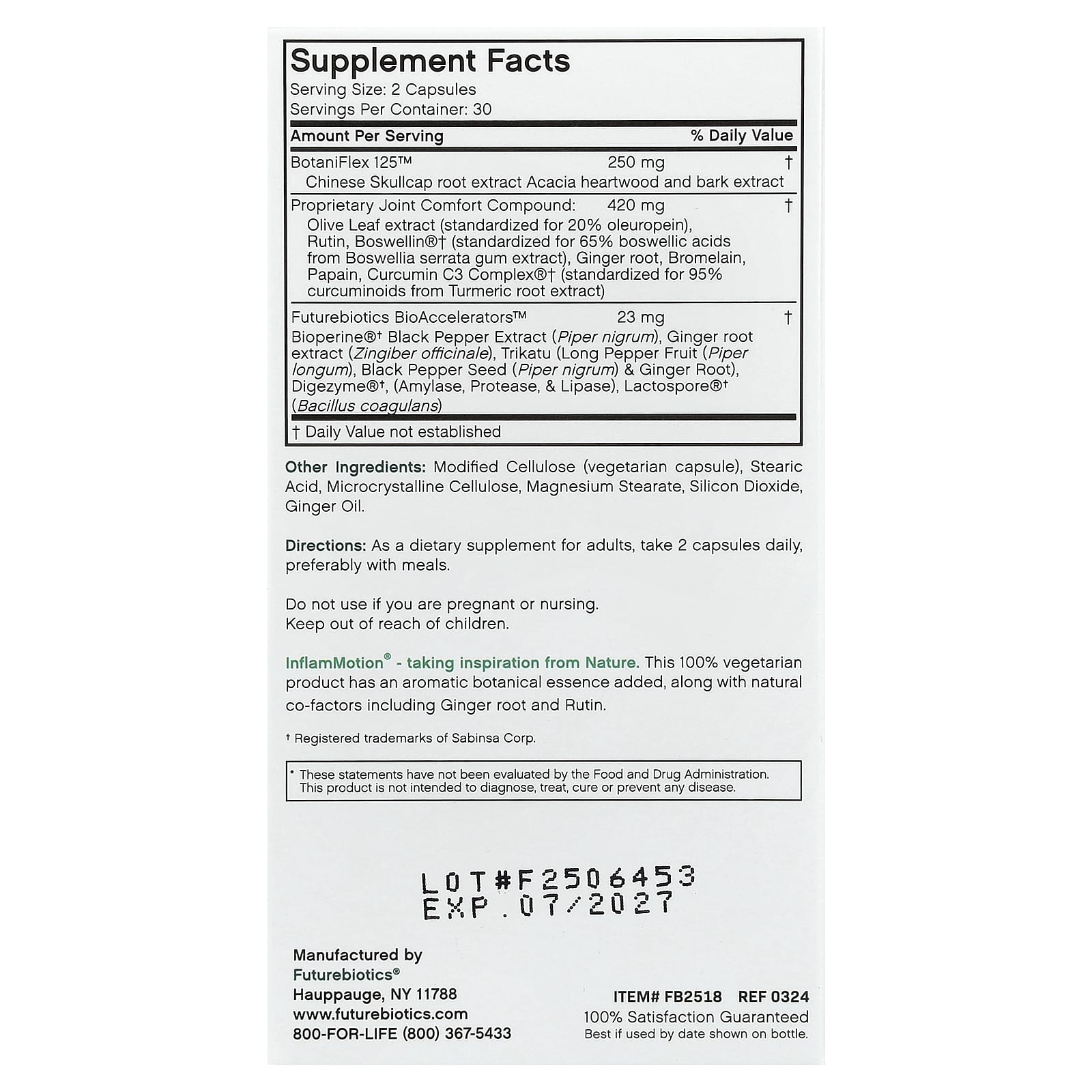 Комплекс Futurebiotics InflamMotion® Joint Support, 60 растительных капсул — фото 3