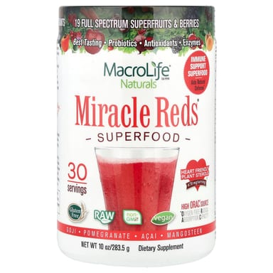 Гранат Macrolife Naturals Miracle Reds® Superfood Goji Acai, вкус Mangosteen, 283.5 г