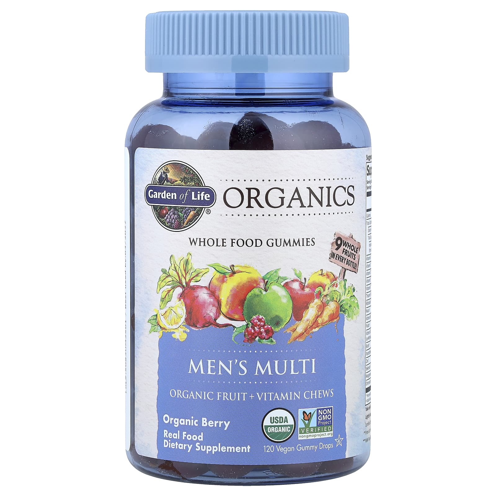 Мужские мультивитамины Garden of Life Organics Gummies 120 Vegan Gummy Drops, вкус Organic Berry, жевательные пастилки