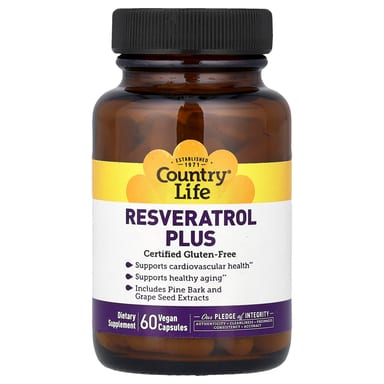 Ресвератрол Country Life Plus, 60 растительных капсул