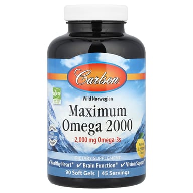 Гель Carlson Wild Norwegian Maximum Omega 2000, вкус Natural Lemon, 1000 мг, 90 мягких капсул