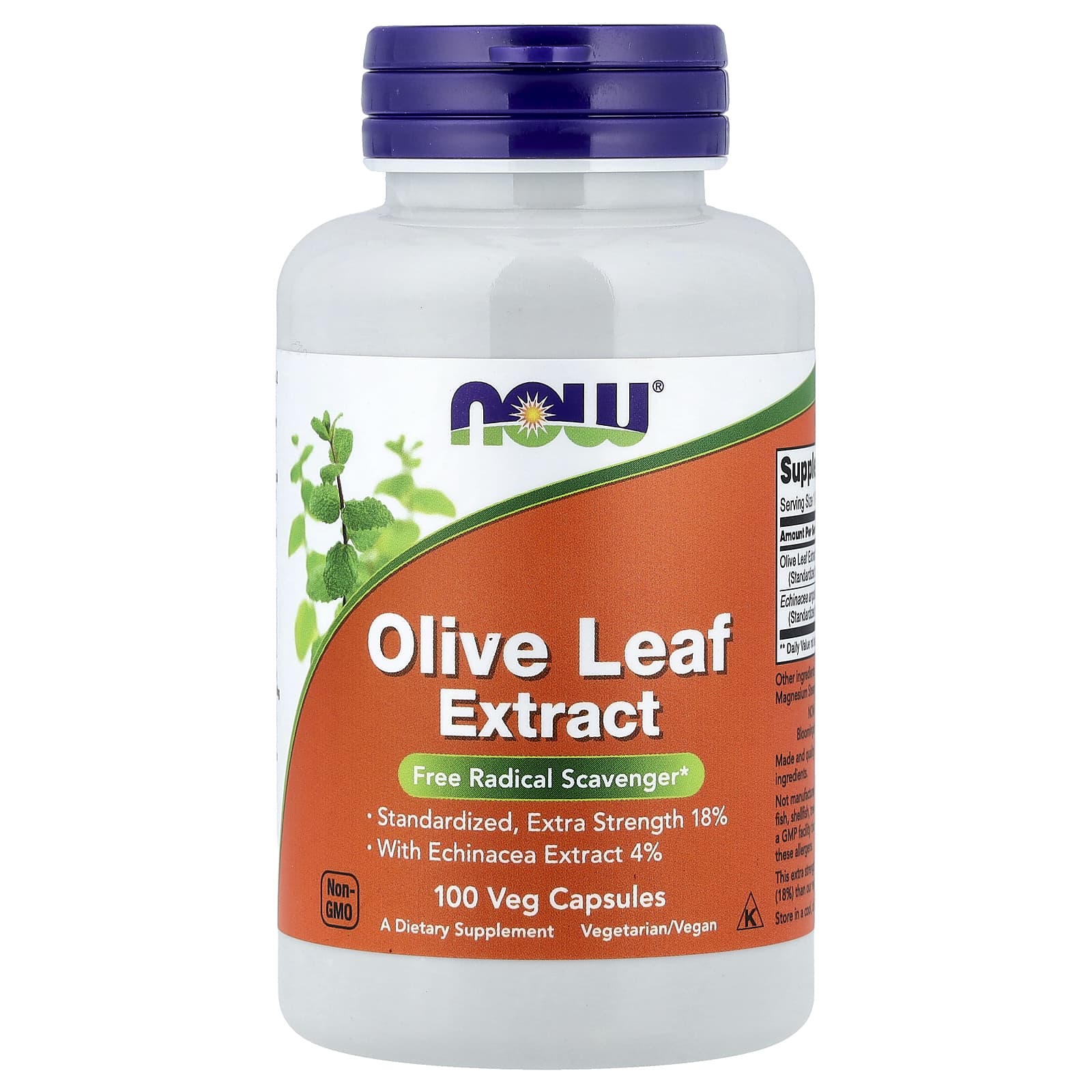 Эхинацея NOW Foods Olive Leaf Extract With Extract, 100 растительных капсул — фото 6