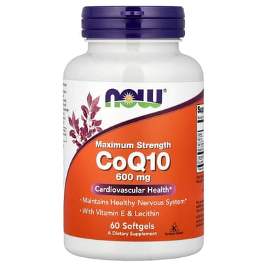 Лецитин NOW Foods CoQ10 With Vitamin E &, 60 мягких капсул