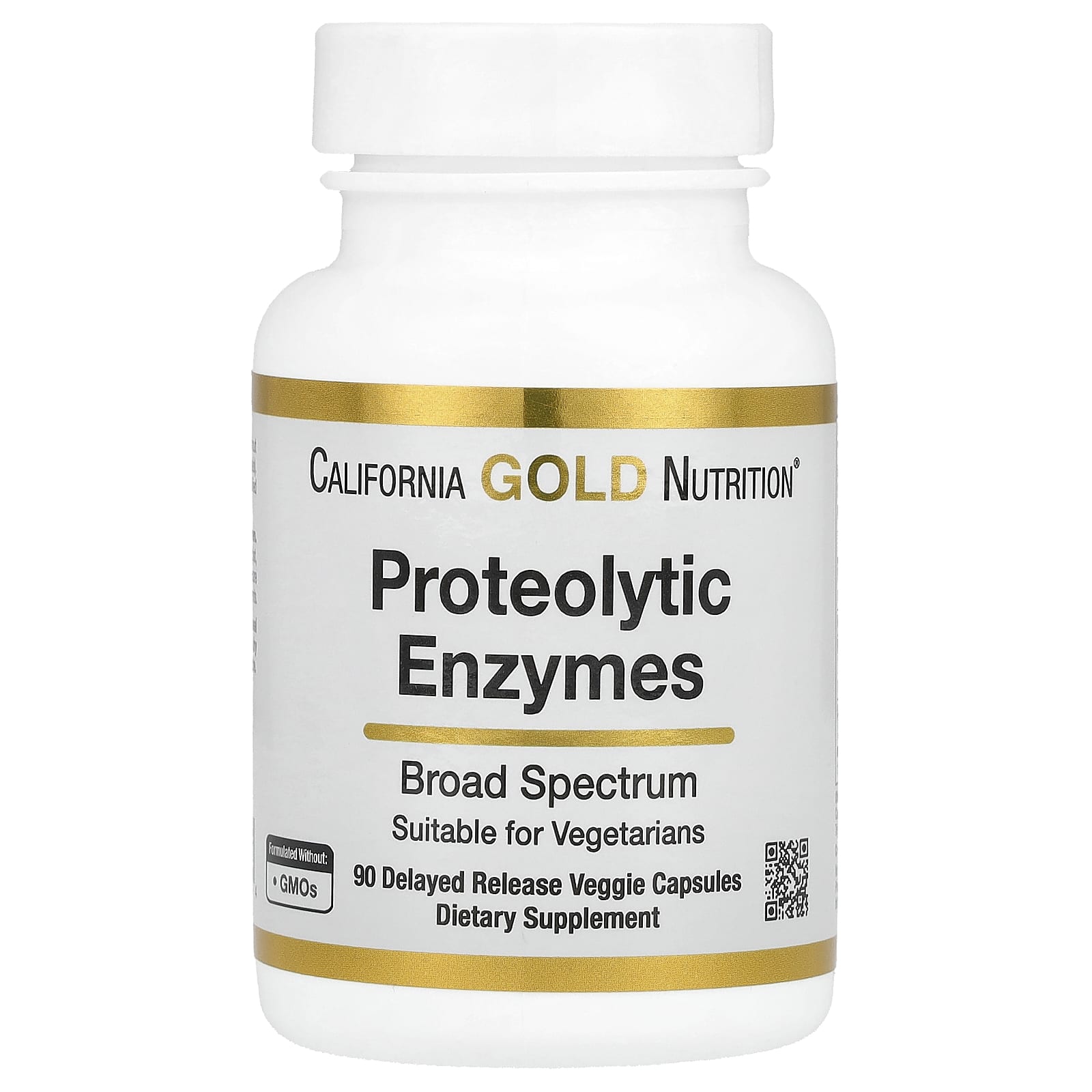 Ферментный комплекс California Gold Nutrition Proteolytic Enzymes with Fruit Derived Pancreatin Alternative Blend and Serratiopeptidase 90 Delayed Release, оттенок Rutin, капсулы — фото 2