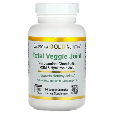 Фото товара: Гиалуроновая кислота California Gold Nutrition Total Veggie Joint Support Formula with Glucosamine MSM and, хондроитин, 90 растительных капсул